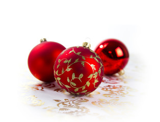 Wall Mural - red christmas balls
