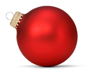 red christmas ball on white background