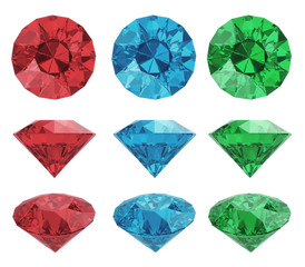 Wall Mural - Set of color diamonds isolated with clipping path