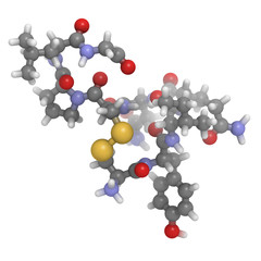 Canvas Print - Oxytocin (cuddle hormone) molecule, chemical structure