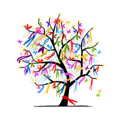 Abstract tree with ribbons for your design