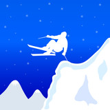 Fototapeta Kosmos - skiing white man in winter vector illustration