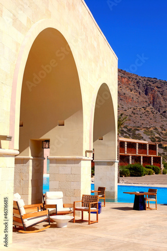 Summer Hotel Terrace With Pool And Outdoor Furniture Greece Buy