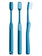 Front, side and back views of blue toothbrush. Eps10