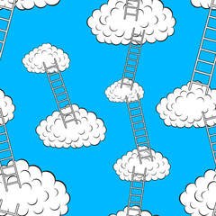 Wall Mural - clouds with stairs, seamless wallpaper