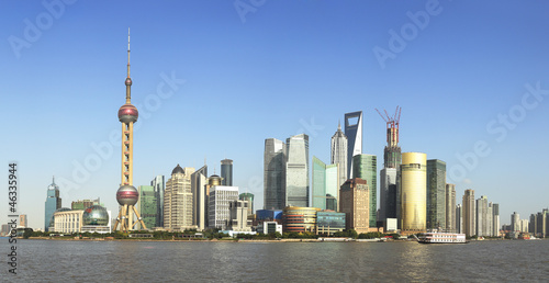 Board z aluminiowym obramowaniem Lujiazui finansów i handlu strefy Szanghaju panoramę miasta landscap