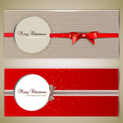 Canvas Print - Greeting cards with bows and copy space. Vector illustration