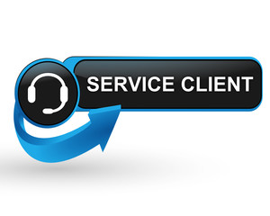 Poster - service client sur bouton web design bleu