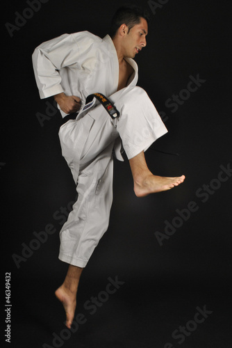 Fotoboard na płycie Salto lateral karate. 