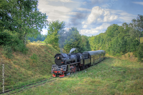 Board z aluminiowym obramowaniem Retro pociąg parowy
