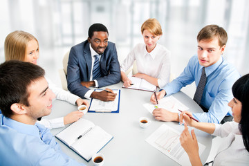 Wall Mural - Business people working together.