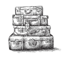 Sketch Drawing Of Luggage Bags