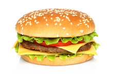 Big Hamburger On White Background