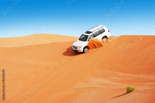 Fototapeta na wymiar 4 by 4 dune bashing is a popular sport of the Arabian desert