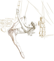 Wall Mural - gymnastics and circus - full sized hand drawing (digital tablet)