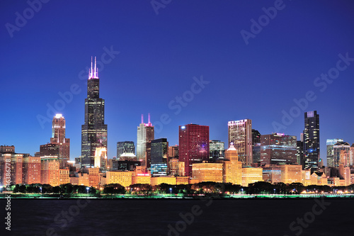 Fotoboard na płycie Chicago skyline o zmierzchu