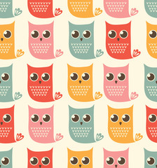 Poster - owls seamless patern