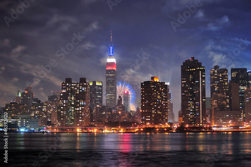 Plakat na papierze fotorealistycznym Nowy Jork manhattan Midtown o zmierzchu