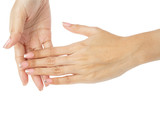 Fototapeta Miasta - Women hands with nail manicure