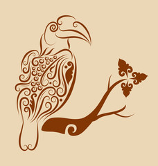 Wall Mural - Bird ornament 1