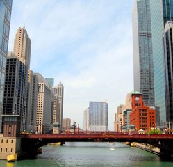 Fototapete - Downtown Chicago Waterfront and High Rise Buildings,USA