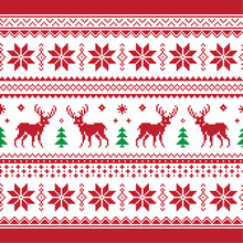 Christmas And Winter Knitted Seamless Pattern Or Card With Deer