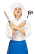 Attractive cook woman a over white background