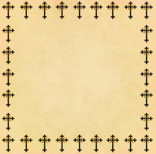 Vintage Christian Cross Frame On Old Paper