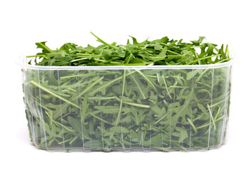 Wall Mural - fresh rucola leaves isolated on white