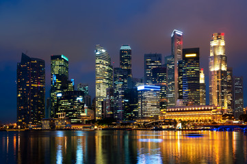 Singapore skyline at night.