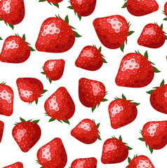 Sticker - Seamless pattern with strawberries. Vector illustration.