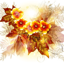 Fototapete - Flower vector background in pastel and bright  colors