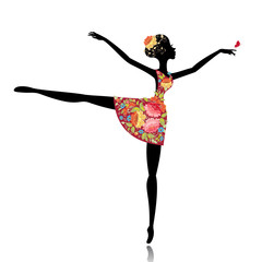 Wall Mural - ballerina in a flower dress