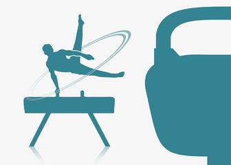Wall Mural - Gymnast on a pommel background