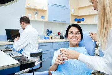 Smiling patient at the dentist