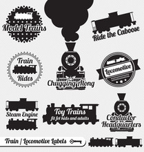 Vector Set: Train And Locomotive Labels And Stickers