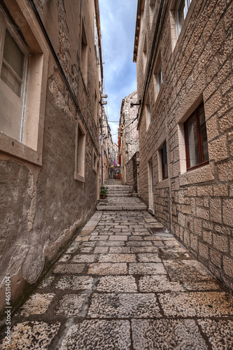 Obraz w ramie dwelling houses in Korcula. Croatia