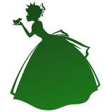 silhouette of a princess kissing a frog