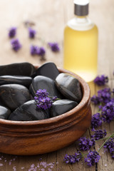 Canvas Print - spa stones salt and lavender oil