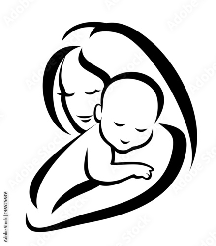 Obraz w ramie mother and baby vector symbol