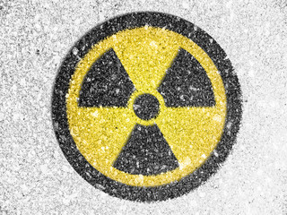 Wall Mural - Nuclear radiation symbol painted on