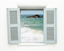 Greek Style Window With Sea View