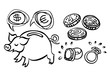 świnka skarbonka monety biżuteria ilustracja finansowa