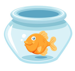 illustration of Goldfish in a bowl.Vector