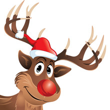 Rudolf The Reindeer With Red Nose And Hat