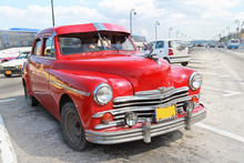 Classic Red Plymouth In Havana. Cuba.