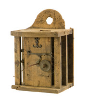Retro Wooden Clock Box Mechanism Residue Isolated