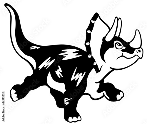 Nowoczesny obraz na płótnie cartoon triceratops black white