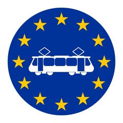 Poster - Tramway dans un drapeau européen