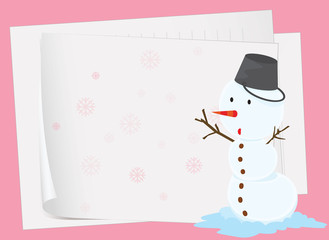 Poster - paper sheets and snowman